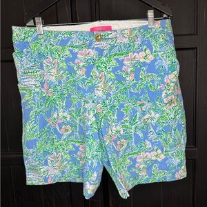 Lilly Pulitzer Blue Tropical Floral Bermuda Shorts